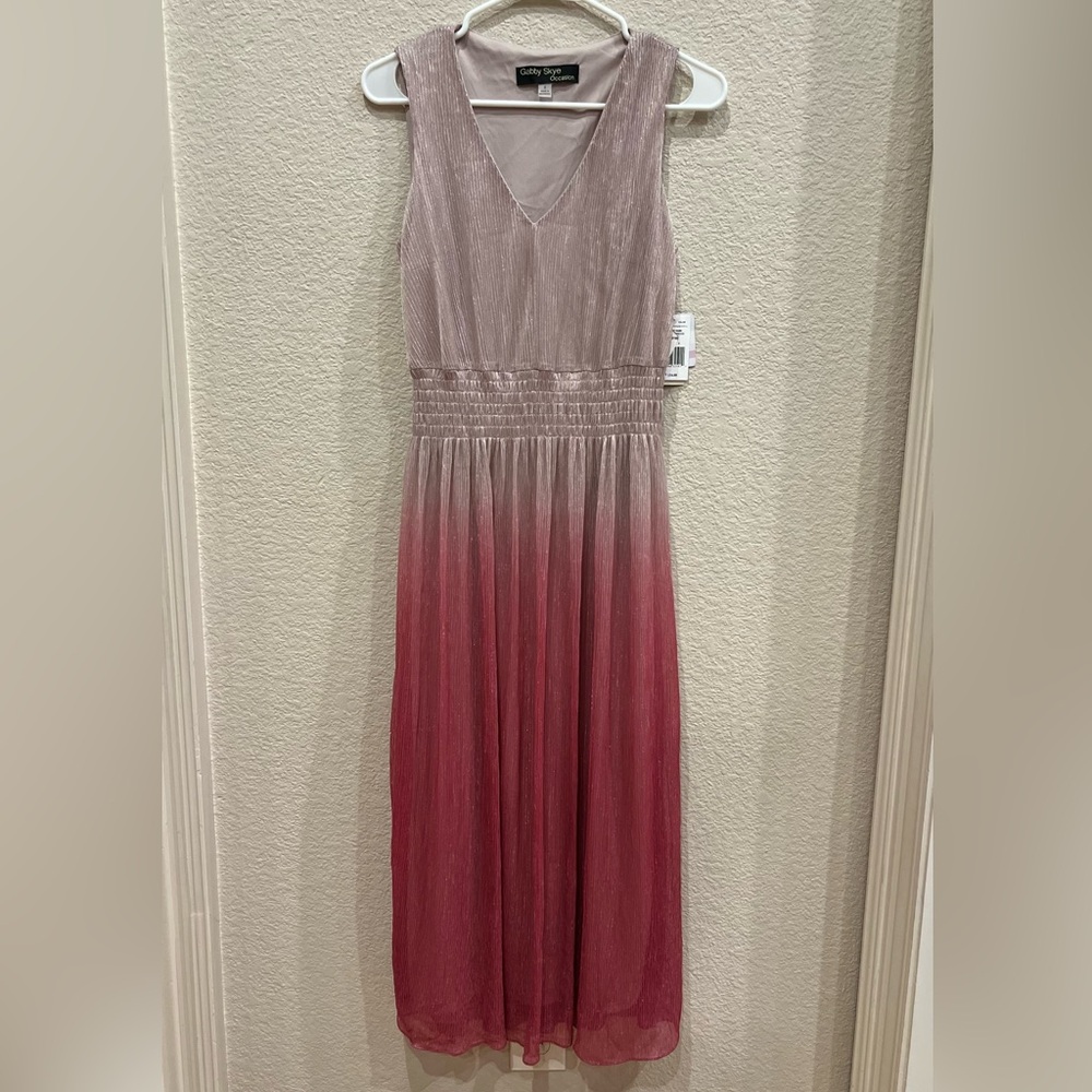 Elegant Pink Ombre Glittering Dress By Gabby Skye Occasion